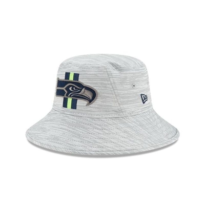 Blue Seattle Seahawks Hat - New Era NFL Official NFL Training Stretch Bucket Hat USA7253869